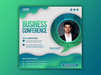 Template Social Media Business Conference Design agency banner branding business conference corporate design facebook feed flyer freepik graphic design instagram marketing mobile post poster promotion social media template