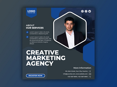 Template Social Media Creative Marketing Agency Design agency banner branding business corporate creative design facebook feed flyer freepik graphic design instagram marketing mobile post poster promotion social media template