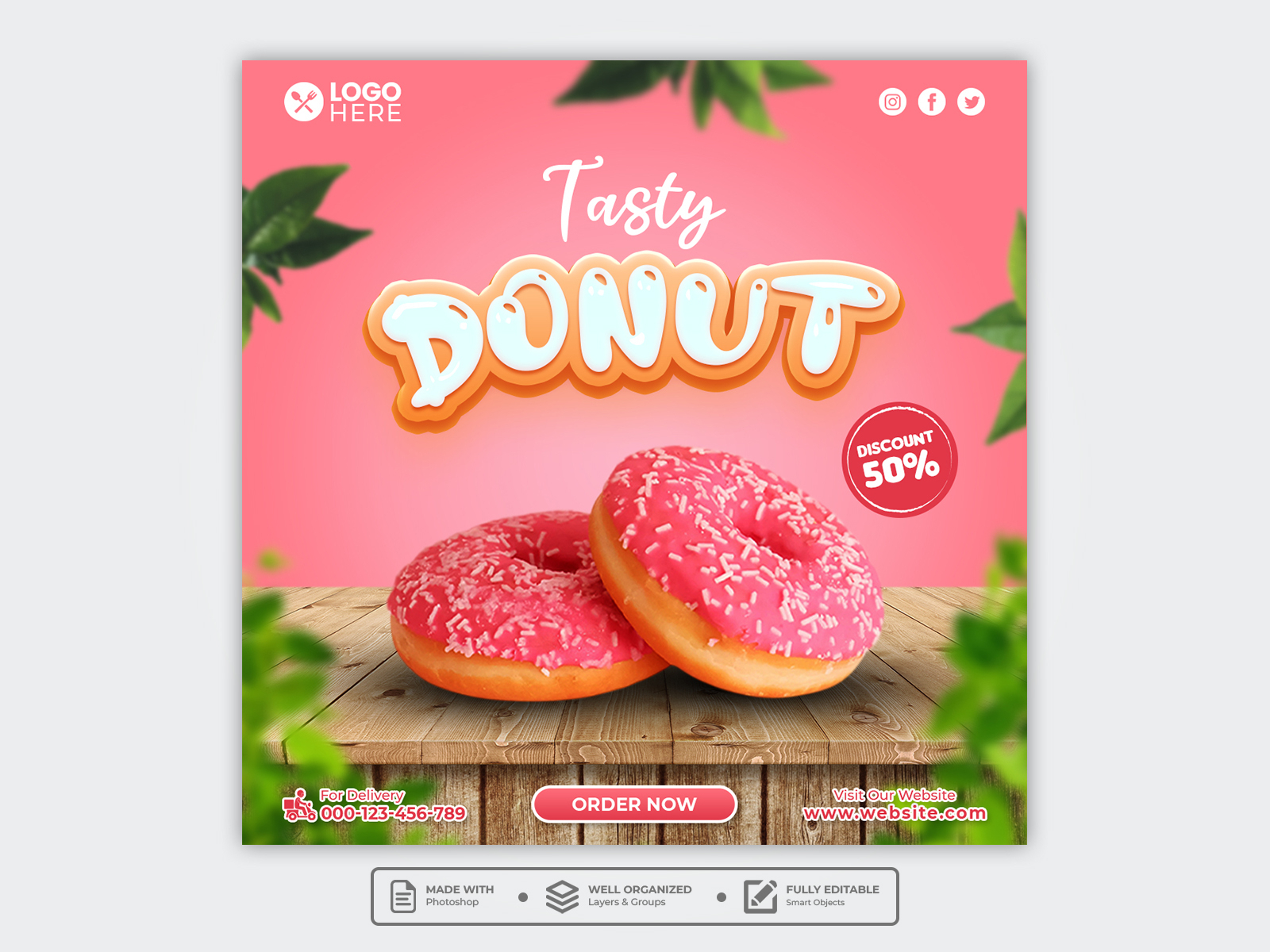 Template Social Media Tasty Donut Design by Silah Afghani on Dribbble