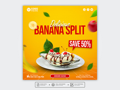 Template Social Media Banana Split Design