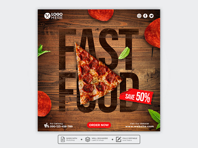 Template Social Media Fast Food Design