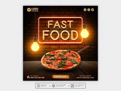 Template Social Media Fast Food Design banner branding cafe design facebook fast food feed flyer food menu freepik graphic design instagram mobile pizza post poster promotion restaurant social media template