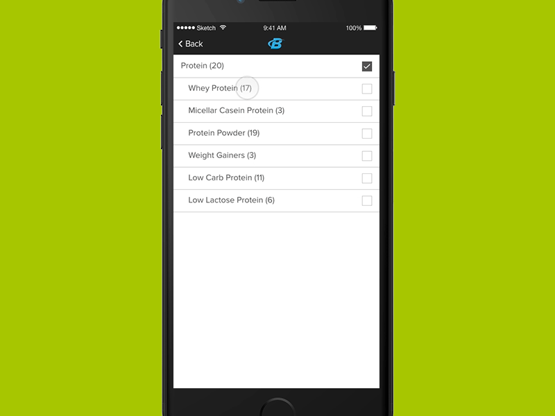 B Store - Filter Behavior 1 principle refine filter prototype ios app