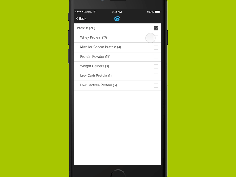 B Store Filter Behavior 2 principle refine filter prototype ios app