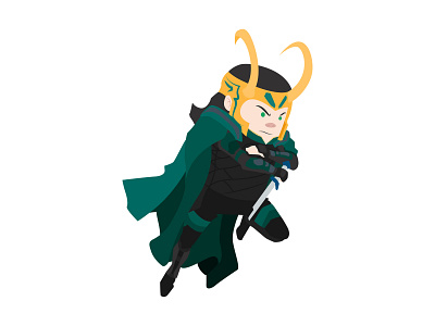 Loki avengers character comics digital art illustration marvel superhero vector