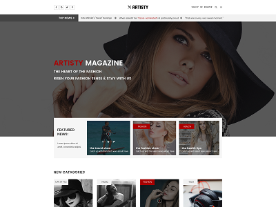 Artisty – Magazine PSD Template is available to sell right article boxed magazine mobile news newspaper rating responsive review social sticky wide