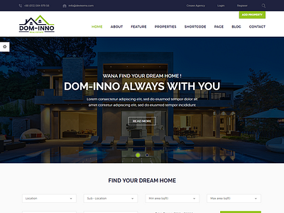 Dom-Inno Real Estate PSD Template is available to sell right