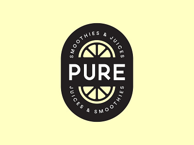 Pure Logo fruit juice lemon logo logo design orange smoothie yellow yellow logo