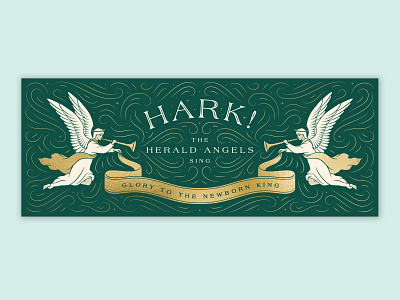 Hark! The Herald Angels Sing angel angels christmas christmas card christmas illustration gold foil lettering