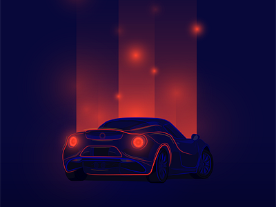 Firecracker alfa romeo blue car digital firecracker glowing illustration night red