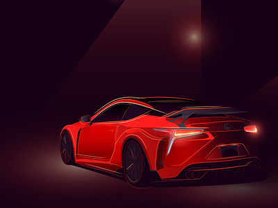 Lexus LC500 car digital illustration lc500 lexus light lights night red sparks yellow