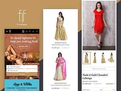 Fitnfash mobile version clothing rental ecommerce ethnic fashion responsive shop store ui ux web website