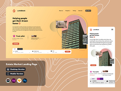 Estate Market Landing Page animation branding design explore figma illustration logo photoshop ui uiux ux vector xd