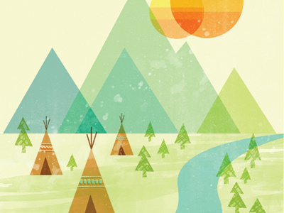 Native Lands geometric indians modern mountains native american nature teepee