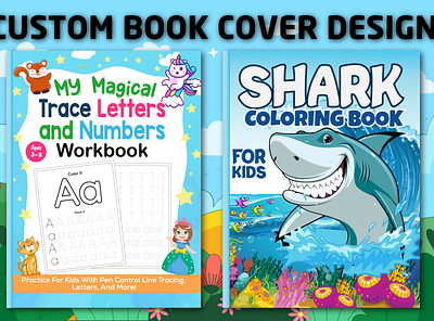 Shark Coloring Book cover bookcover branding coloringbook graphic design kdp logo motion graphics