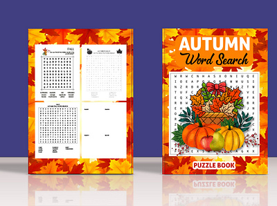 Autumn Word Search book cover design autumn book bookcover branding coloringbook design graphic design illustration kdp logo ui vector