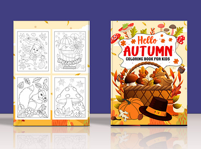 Hello autumn coloring book for kids autumn coloring book book cover design