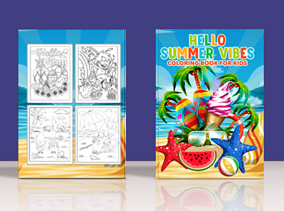 Hello summer Vibes coloring book for kids animation branding logo logo design.