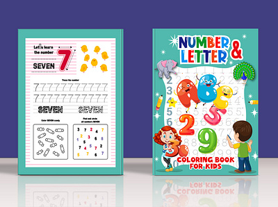 Numer and Letter Coloring book for kids logo design.