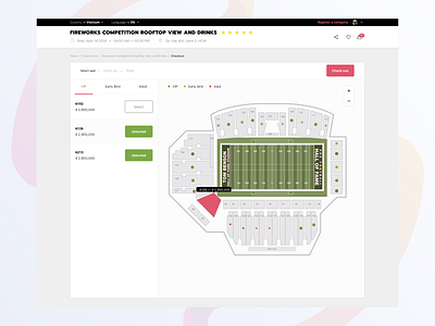 Booking Ticket Online (Map Select Seat) livestream map select seat ticket booking ticket select seat ui ux web web design web ticket booking website