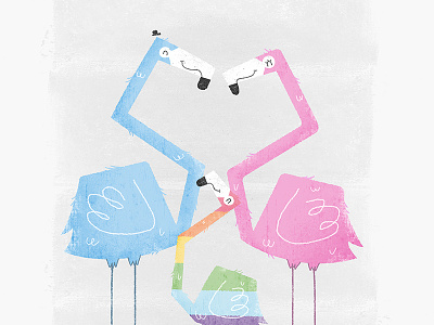 Gay Pride Flamingo Family Dribble birds cute digital family flamingo flamingos gay gaypride illustration kids lgbt texture