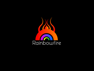 "Rainbowfire" logo branding fire logo fire shape logo logo logo design minimalist logo rainbow logo rainbow shape