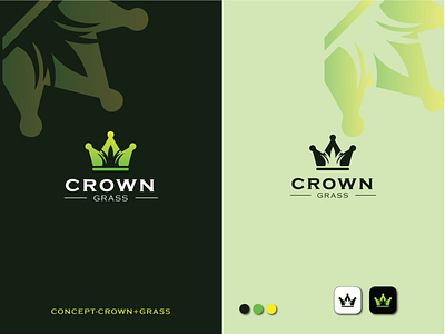 "CROWN GRASS" Minimalistic luxury logo branding crown grass logo crown logo grass logo green logo logo logo design luxurious logo minimalist logo modern logo nursery logo organic logo rahmans gfx