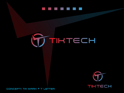 "TIKTECH" Logo branding creative logo digital logo logo minimalist logo design t t letter t letter mark logo tech tech logo technology tik mark tiktech wordmark