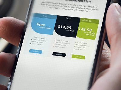 Membership Plan design flat free freebie ios iphone membership modern plan profile psd screen