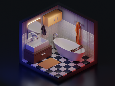 Bathroom 3d blender isometric tiny scene