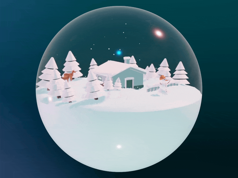 Snow Globe - Blender & Three.js 3d animation blender christmas illustration snow snow globe threejs tiny scene winter