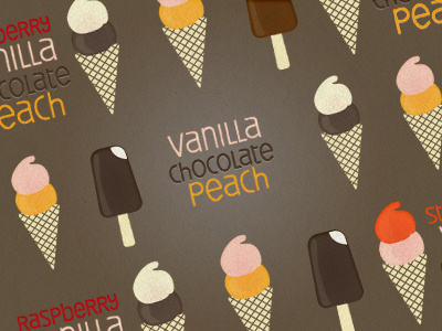 Ice-creams chocolate ice-cream pattern peach retro seamless strawberry vanilla