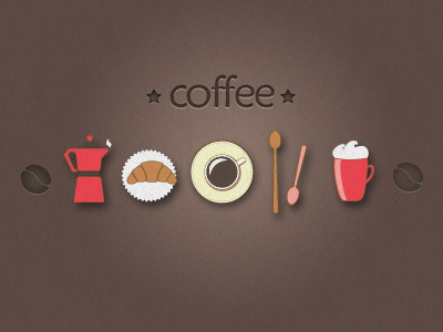 Coffee cappuccino coffee cup mug pot retro simple spoon texture vector