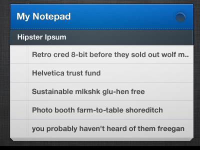 Notepad design hipster interface items list notepad paper table tasklist ui