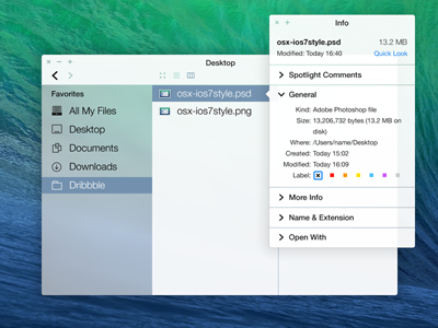 OS X 'Get info' in iOS 7 Style finder ios mac os x visual design
