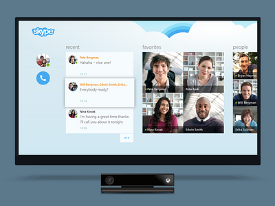 Skype for Xbox Hub hub largescreen microsoft modern skype tv ui xbox