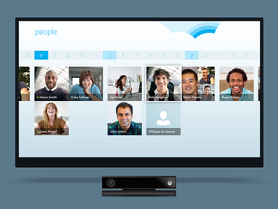 Skype for Xbox People Section contacts interface largescreen microsoft modern people skype tv ui xbox