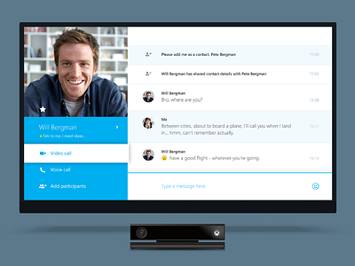 Skype for Xbox Conversation conversation interface largescreen microsoft modern skype tv ui xbox