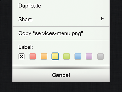 iOS Services Menu concept contextual menu ios ipad iphone mac mockup osx services menu