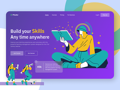 E-Learning header design elearning elearning header elearning website figma graphic design header header design header ui landing paje modern design online learning typography ui ui design uiux design ux web web design website