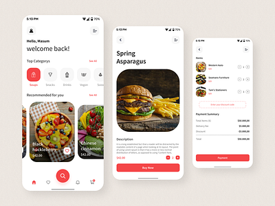 Food Mobile App awesome design clean ui delivery services fast food food and drink food app food mobile app food order food ordering app mobile design online store payment method product design app restaurant shop snacks snacks ordering application transactions ui uiux
