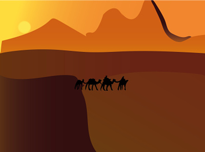 Путники в пустыне graphic design illustration