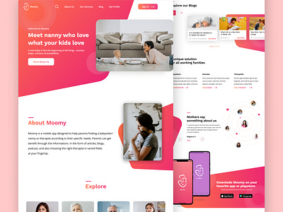 Moomy - Landing Page app branding design graphic design landing page logo ui ux