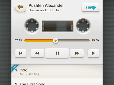 Audiobooks player 2 audio audiobook button cassette delete download interface player playlist