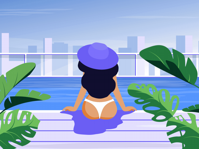 Girl 2d after effects after effeсts animation character design flat gif girl illustration pool wooman