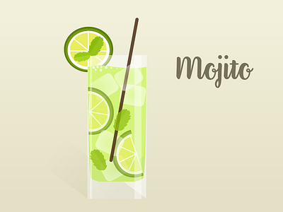 Mojito cocktail drink illustration mint mojito summer
