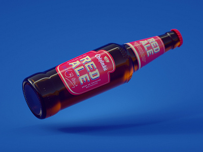 Chisinau RED ALE bottle 3d modeling octane render texturing