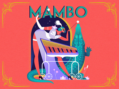 Mambo character crocodile dance graphic design illustration montreal pinup studiomusette vector art
