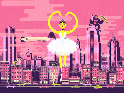 Brooklyn's Prima ballerina banana brooklyn building character design kingkong landscape montreal prima ballerina street taxi town