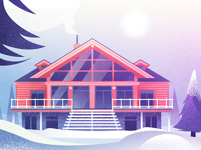 Chalet chalet fir-tree forest house illustration snow vector art wood